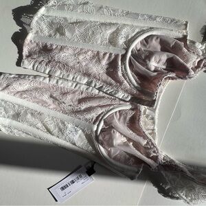 Astr Lace Crop Top - White and Pink